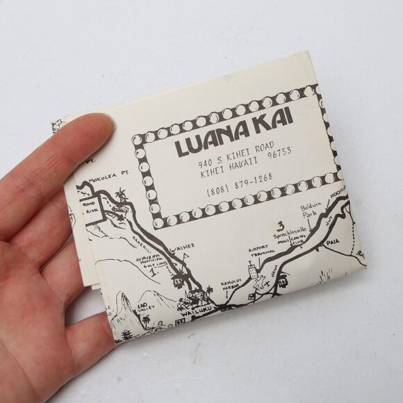 Vintage Hawaii Map Luana Kai Resort Maui Island Tropical Waipuilani Beach 1980s - Picture 5 of 11